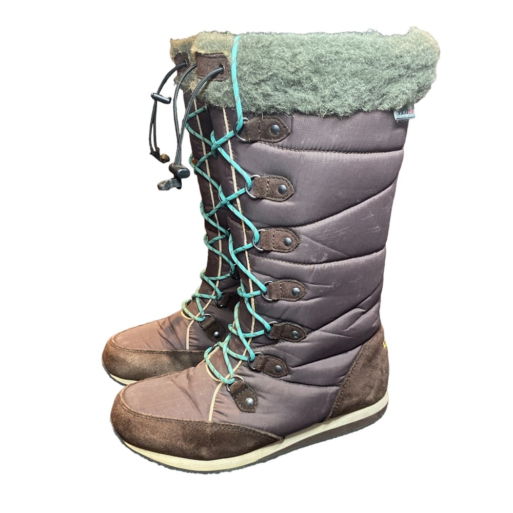 L.L. Bean Carrabasset Fur Lined Knee High Brown Lace Up Winter Boots Women Sz 7